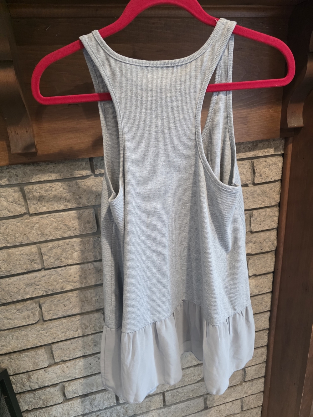 Umgee Light Gray Ribbed Tank with Ruffle Hem - Picture 5 of 6